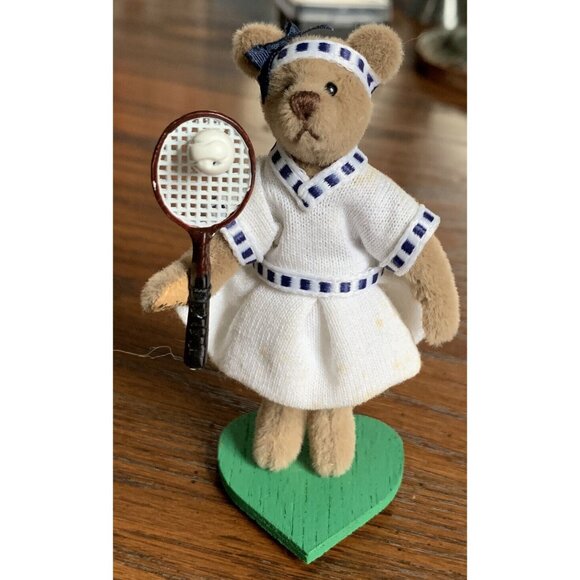 World of Miniature Bears; "Handmade" Other - World of Miniature‎ Bears 2.5" Plush Bear Monica Tennis Player By Becky Wheeler